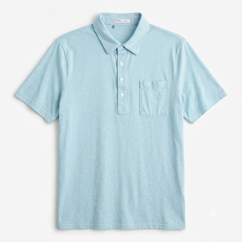 Criquet Short Sleeve Pima Cotton Polo Shirt Blue Stretch Golf Casual XXL 2XL